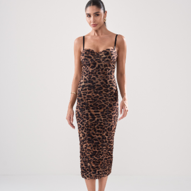 Vestido luma mídi animal print 
